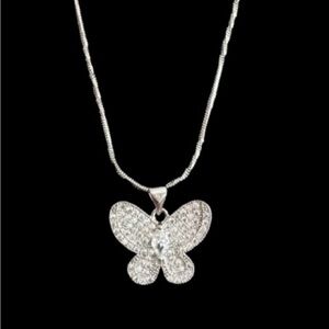 18K White Gold Plated Butterfly Pendant Necklace 🆕